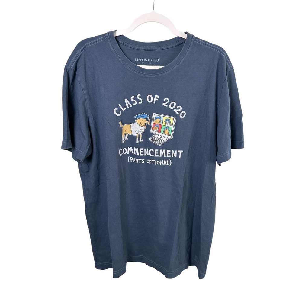 Life is Good Men's Crusher Tee Class of 2020 Commencement Blue Shirt Large
